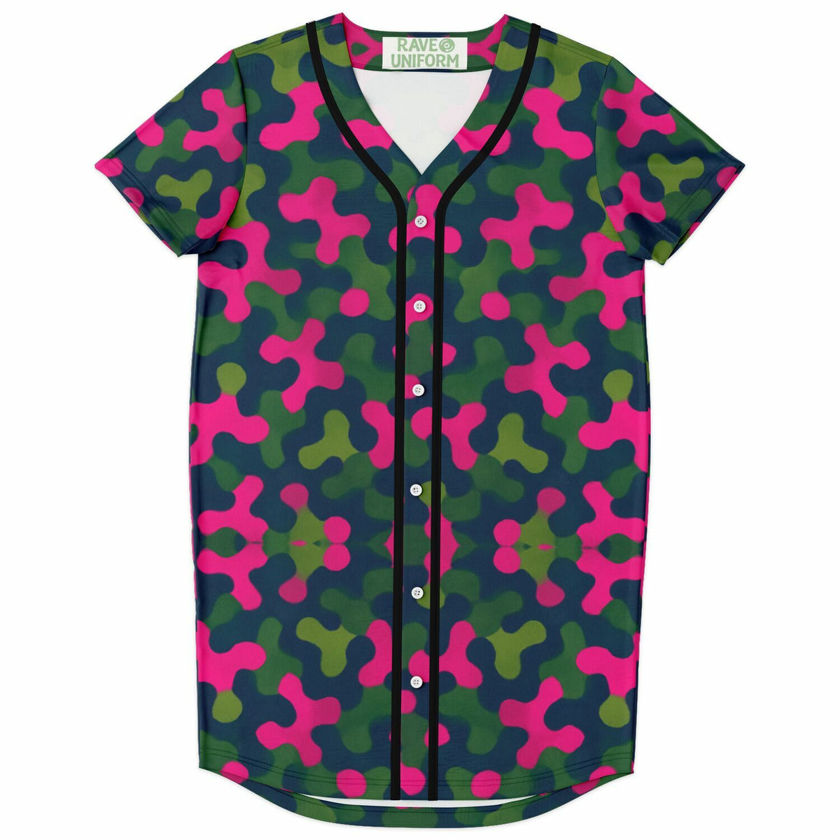 Rave Camo Baseball Jersey Dress, front, flat lay