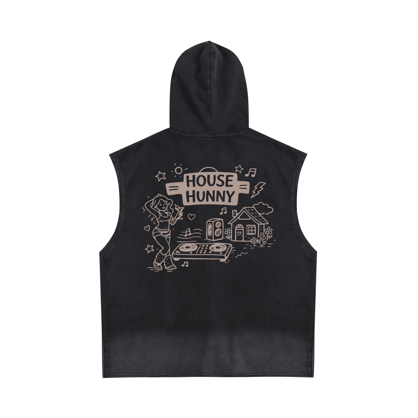 House Hunny Zip-Up Sleeveless Hoodie