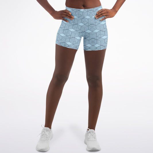 Geometric Cubes Legging Shorts, front, on model