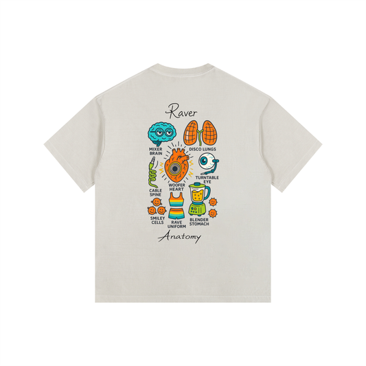 Raver Anatomy Oversized T-Shirt in Light Apricot alternate view by Rave Uniform