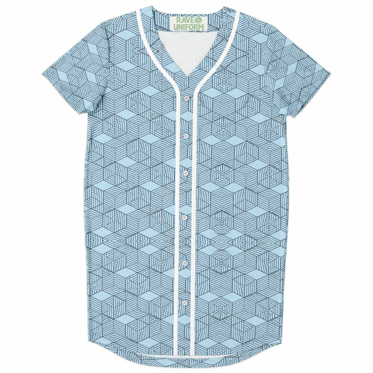 Geometric Cubes Baseball Jersey Dress, front, flat lay