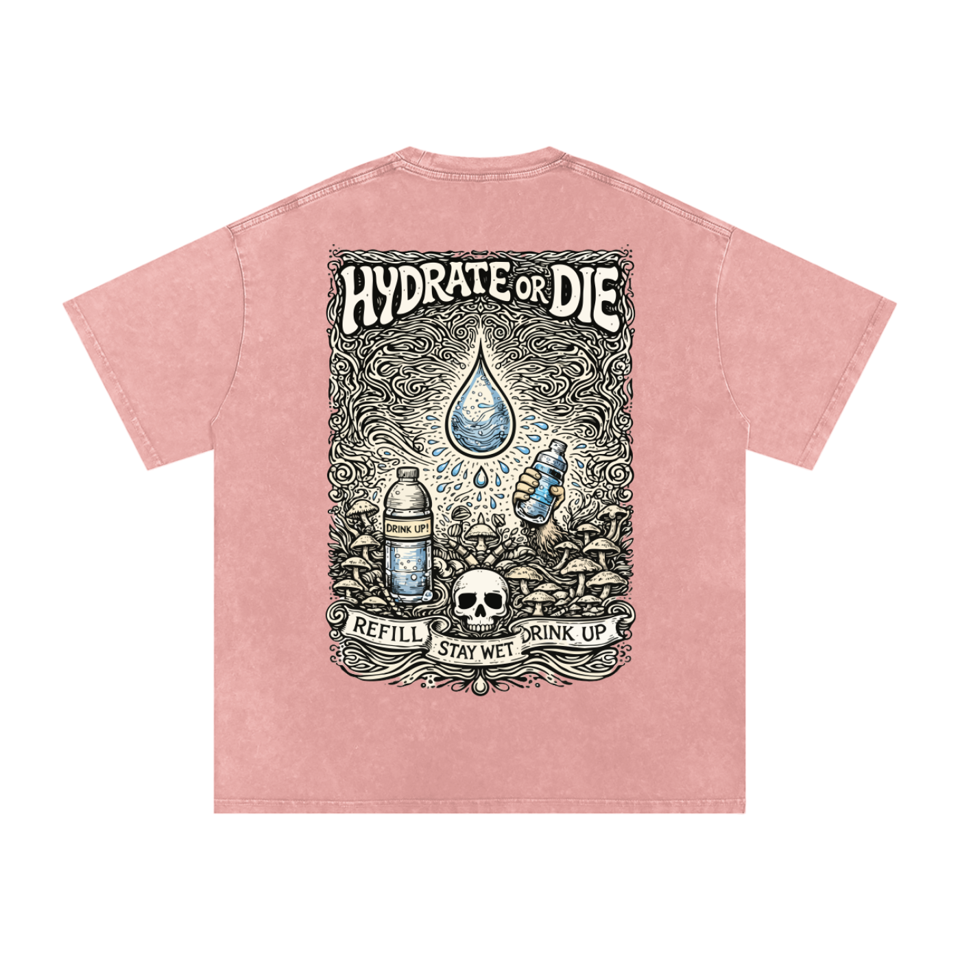 Stay Hydrate Oversized Vintage T-Shirt in Light Pink detail view by Rave Uniform