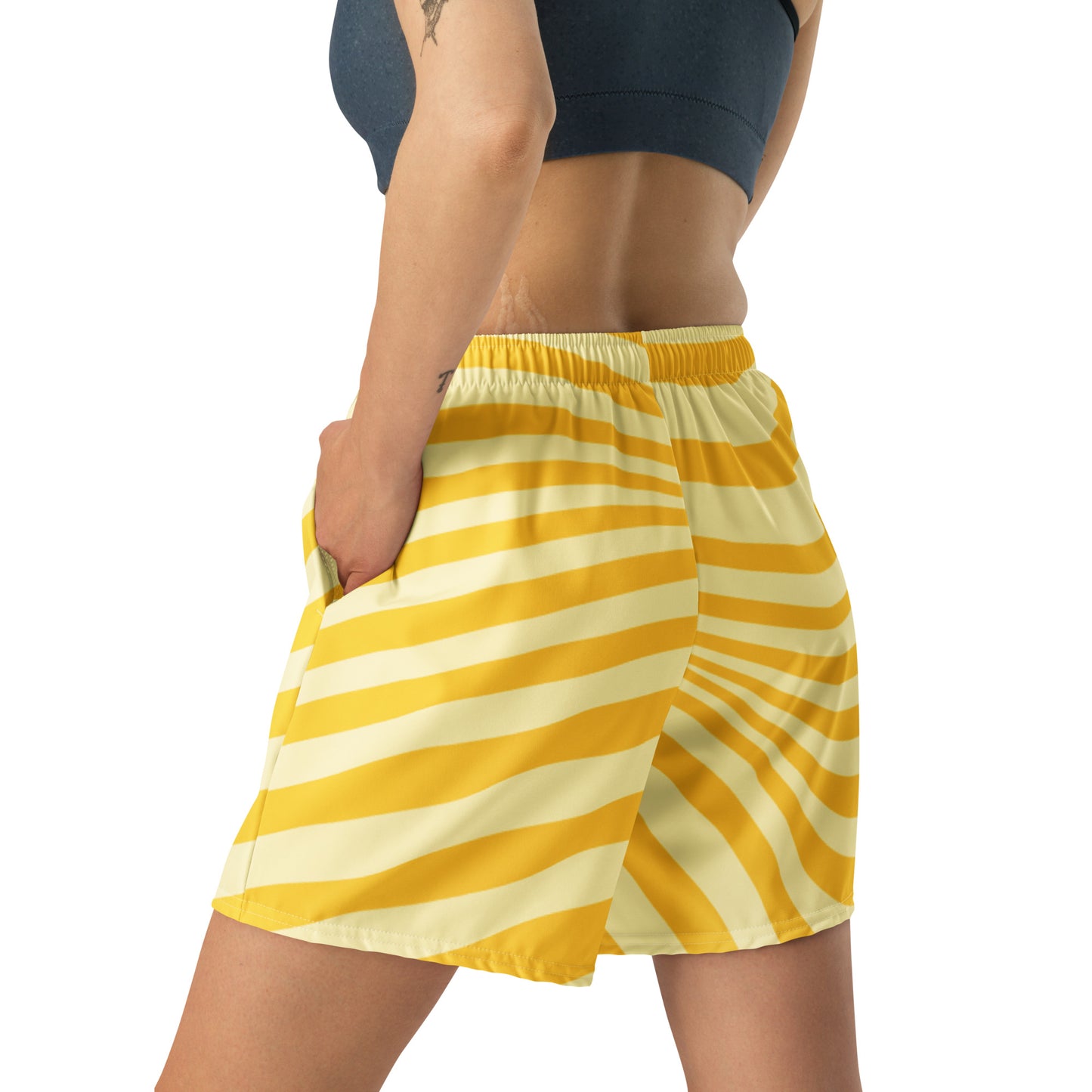 Banana Spilt Active Shorts in Medium/Long back view by Rave Uniform