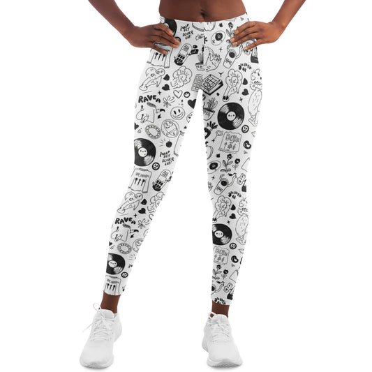 Stoner Doodles Inverted Leggings, front, on model