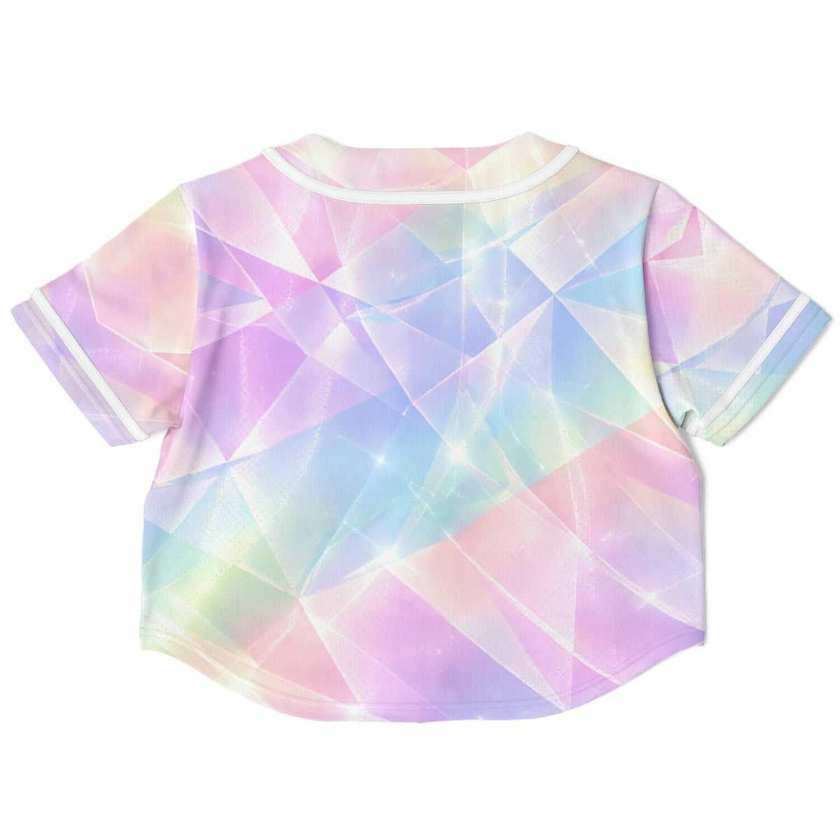 Sherbert Kaleidoscope Cropped Baseball Jersey, back, flat lay