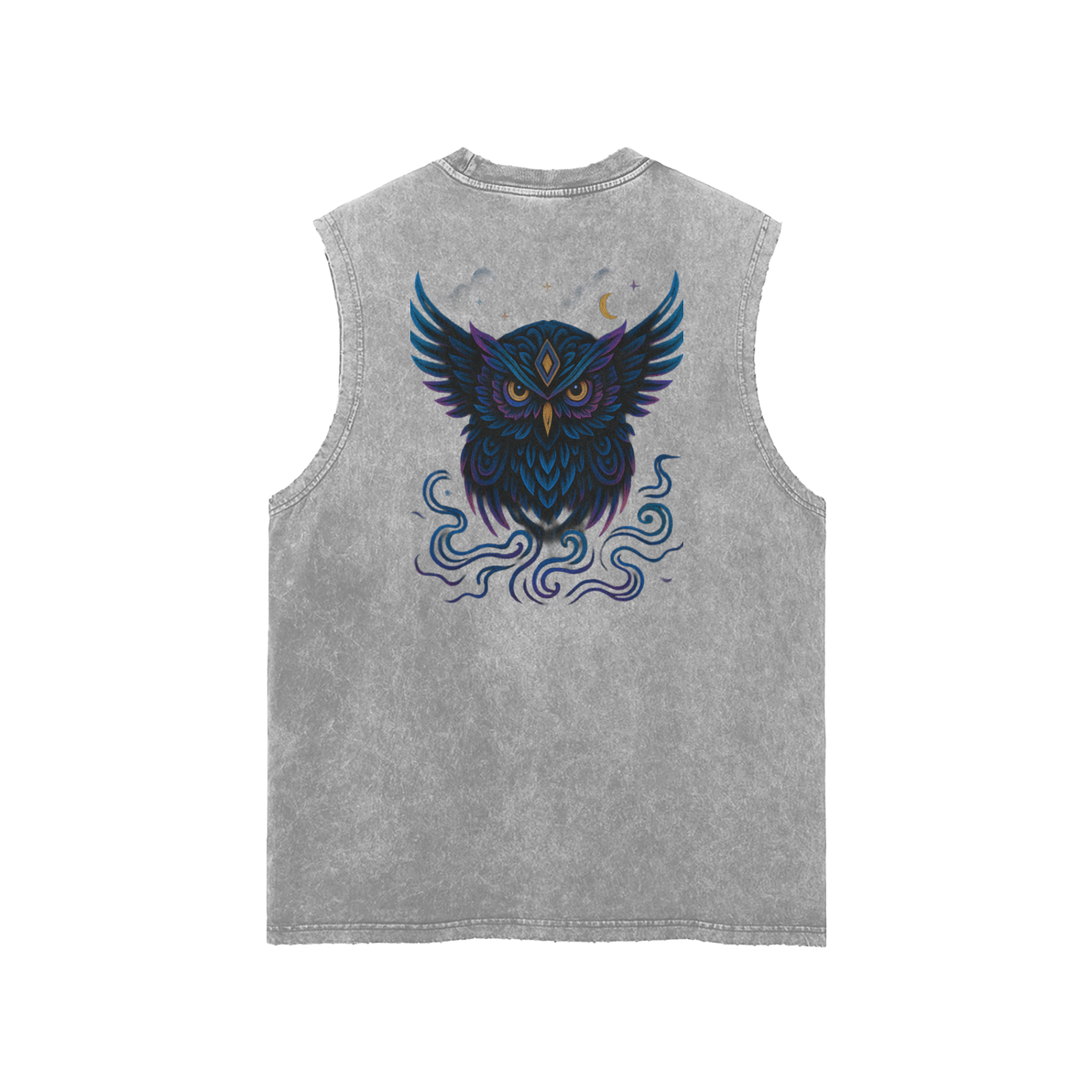 Streetwear Unisex Snow Washed Frayed Hem Tank Top
