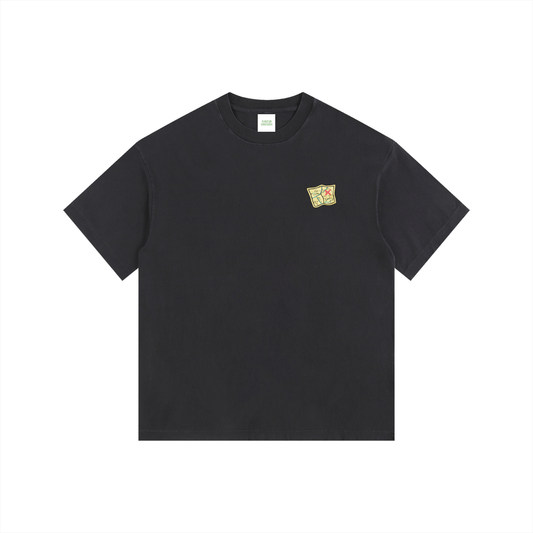 Side Quest Oversized T-Shirt in Black side view by Rave Uniform