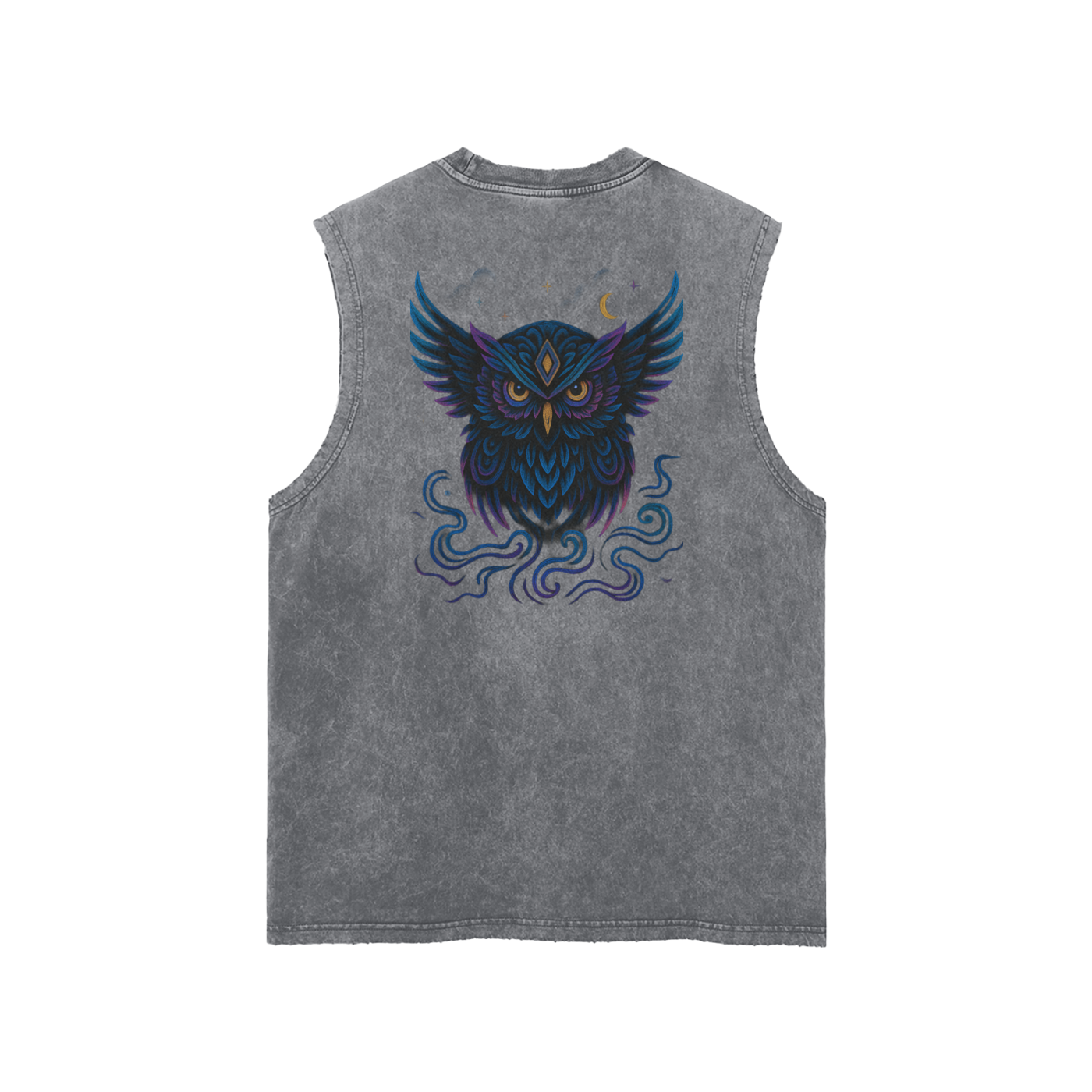 Streetwear Unisex Snow Washed Frayed Hem Tank Top