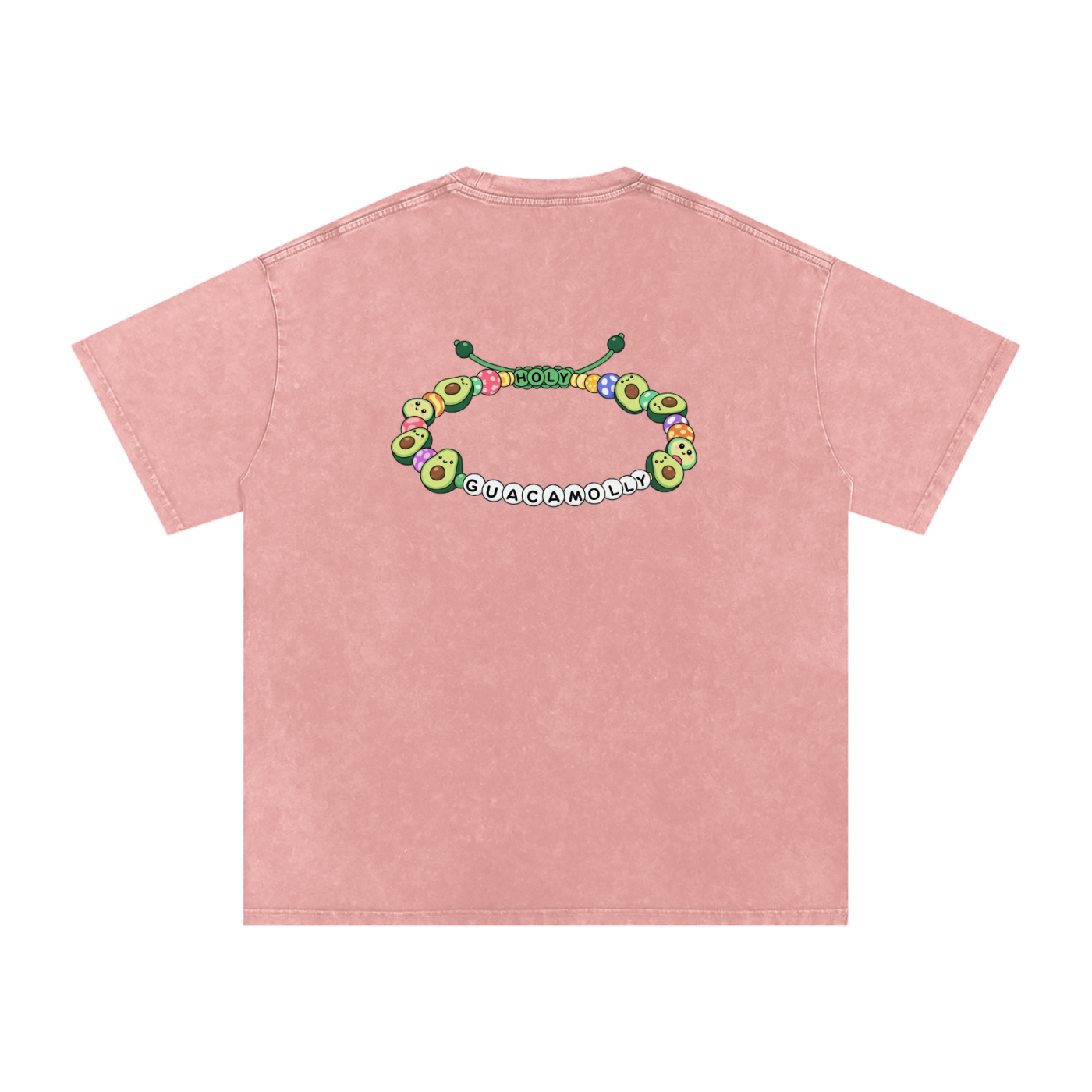 Holy Guacamolly Oversized Vintage T-Shirt in Light Pink detail view by Rave Uniform