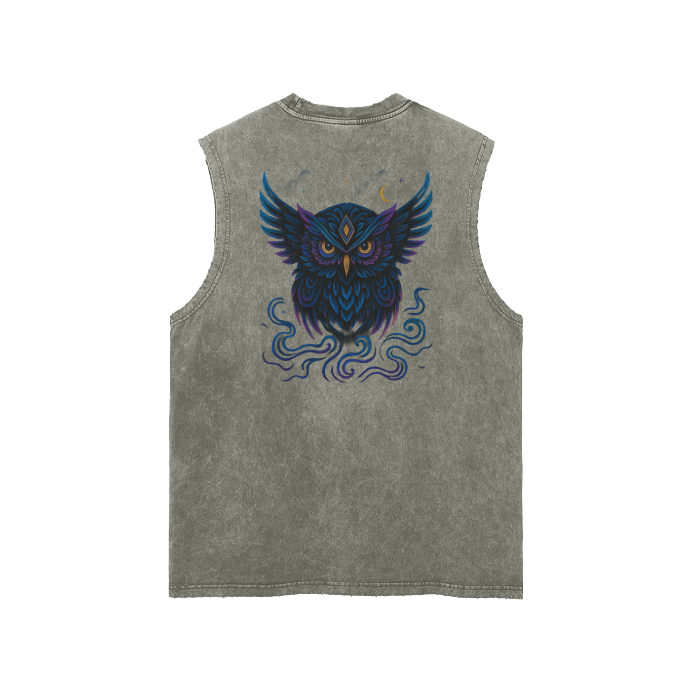 Streetwear Unisex Snow Washed Frayed Hem Tank Top