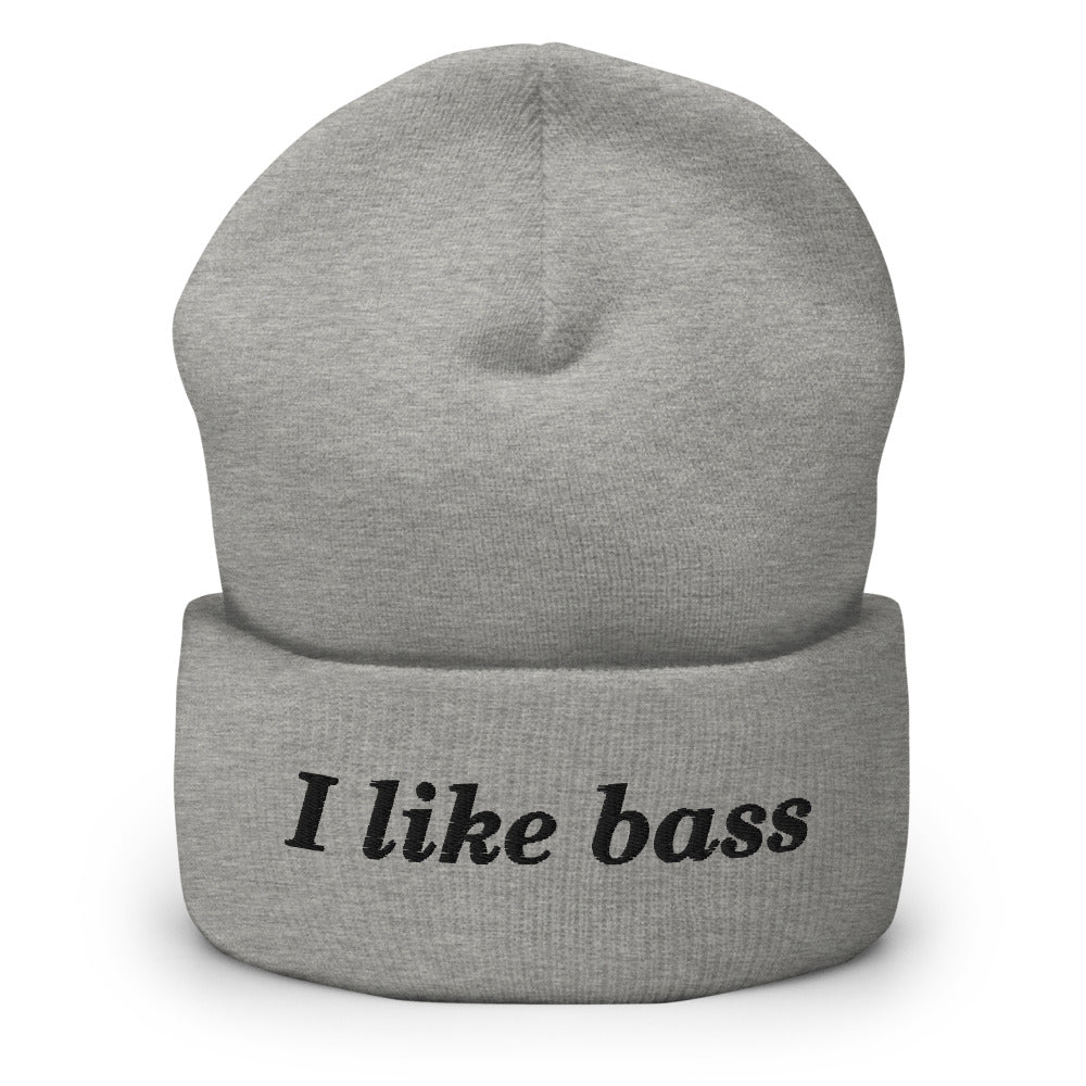 I Like Bass Beanie in Heather Grey