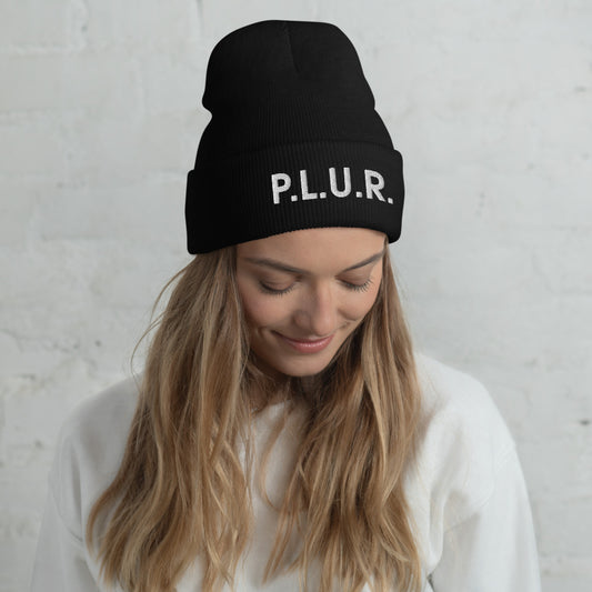 PLUR Beanie in Black on a model