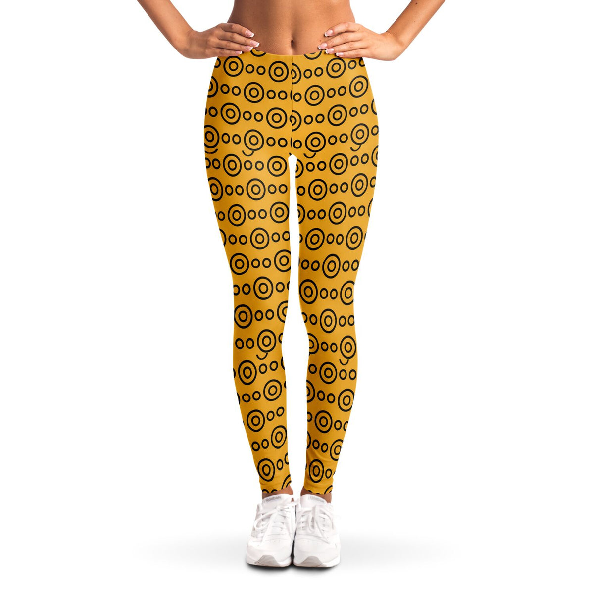 Yellow Eyes Leggings, front, on model