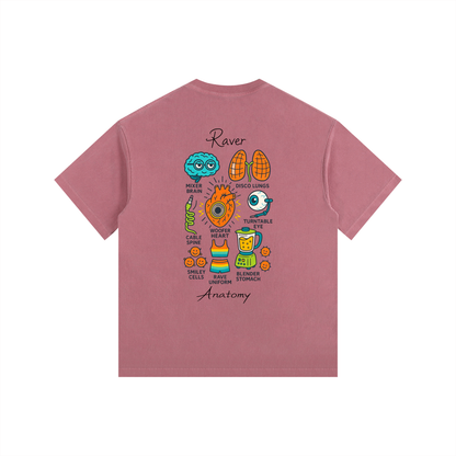 Raver Anatomy Oversized T-Shirt in Ancora Red detail view by Rave Uniform