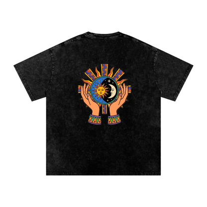 Aztec Rising Oversized Vintage T-Shirt - Rave Streetwear View