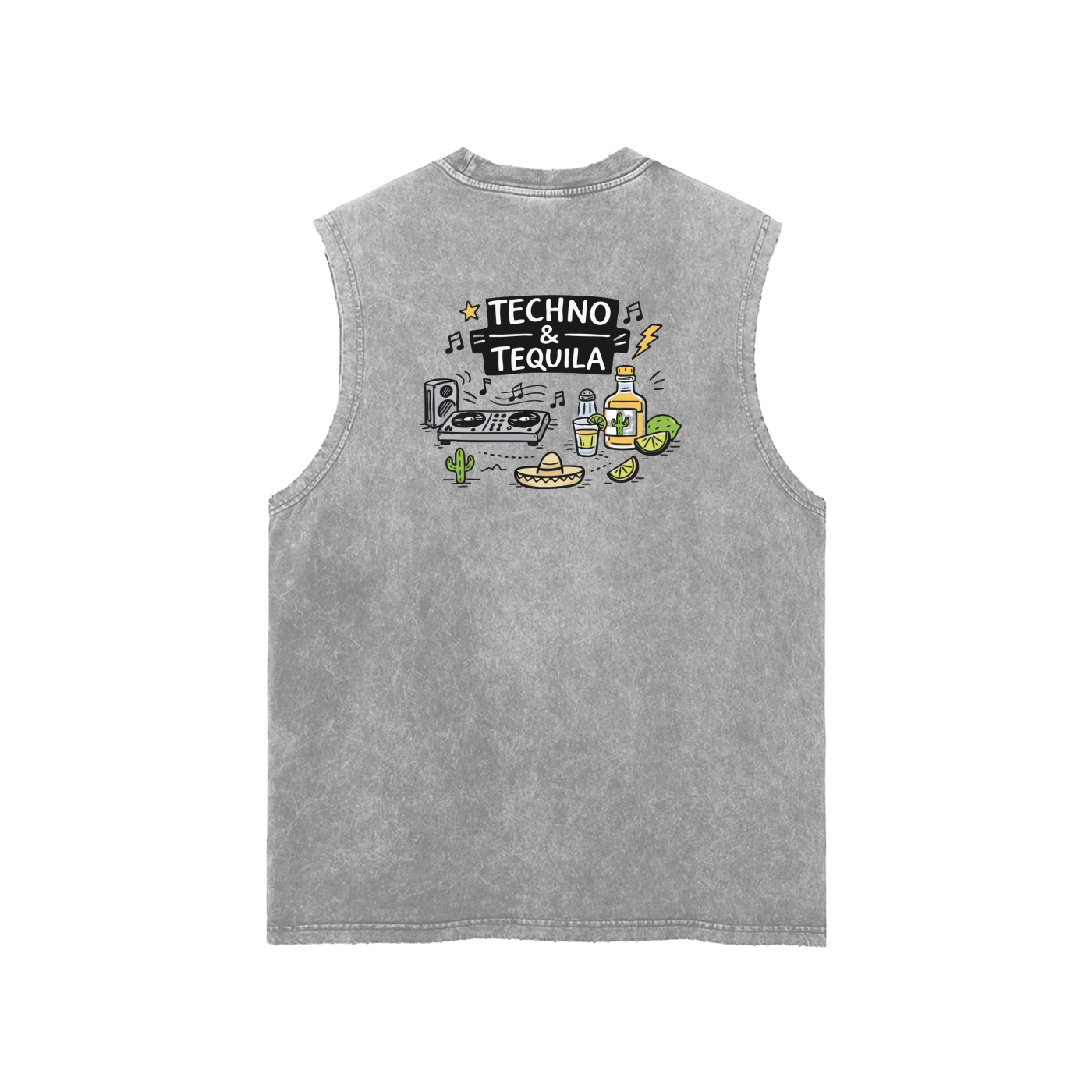 Techno & Tequila Tank Top in Light Gray alternate view by Rave Uniform
