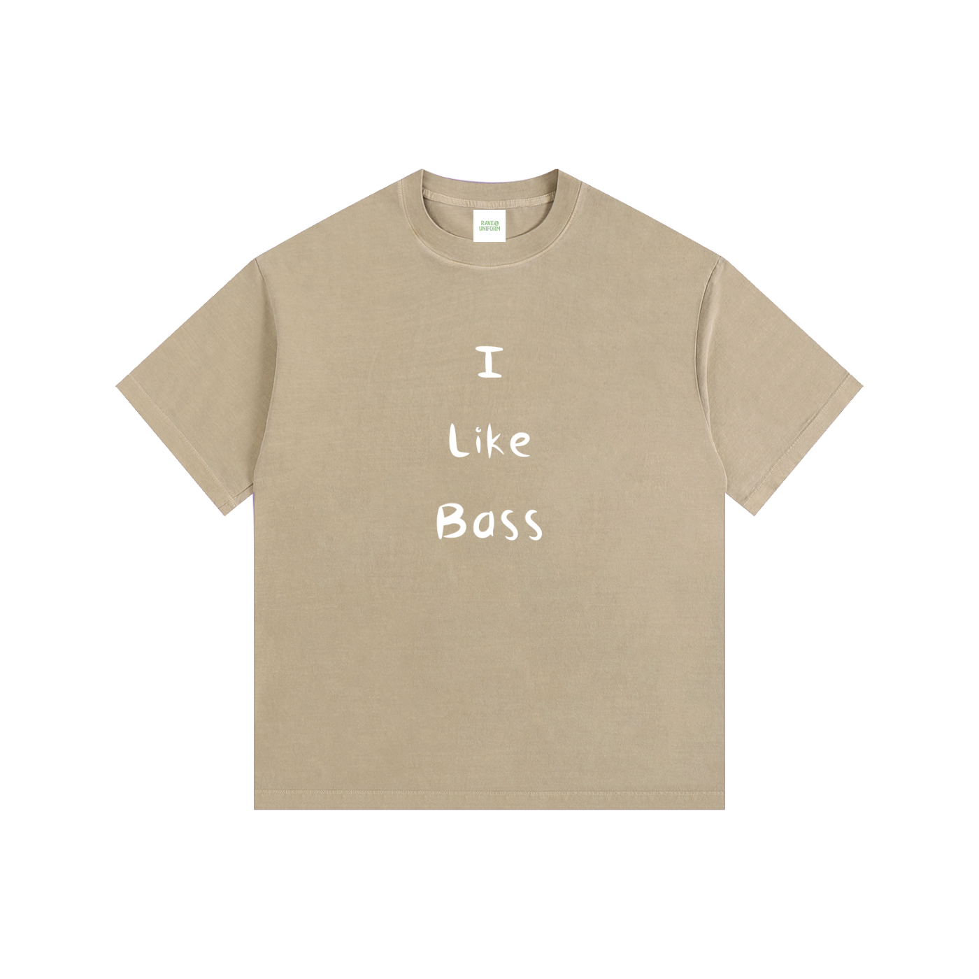 I Like Bass Oversized T-Shirt in Khaki by Rave Uniform