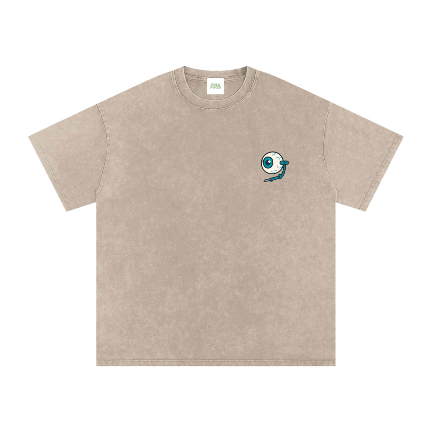 Raver Anatomy Oversized Vintage T-Shirt in Khaki Ash detail view by Rave Uniform