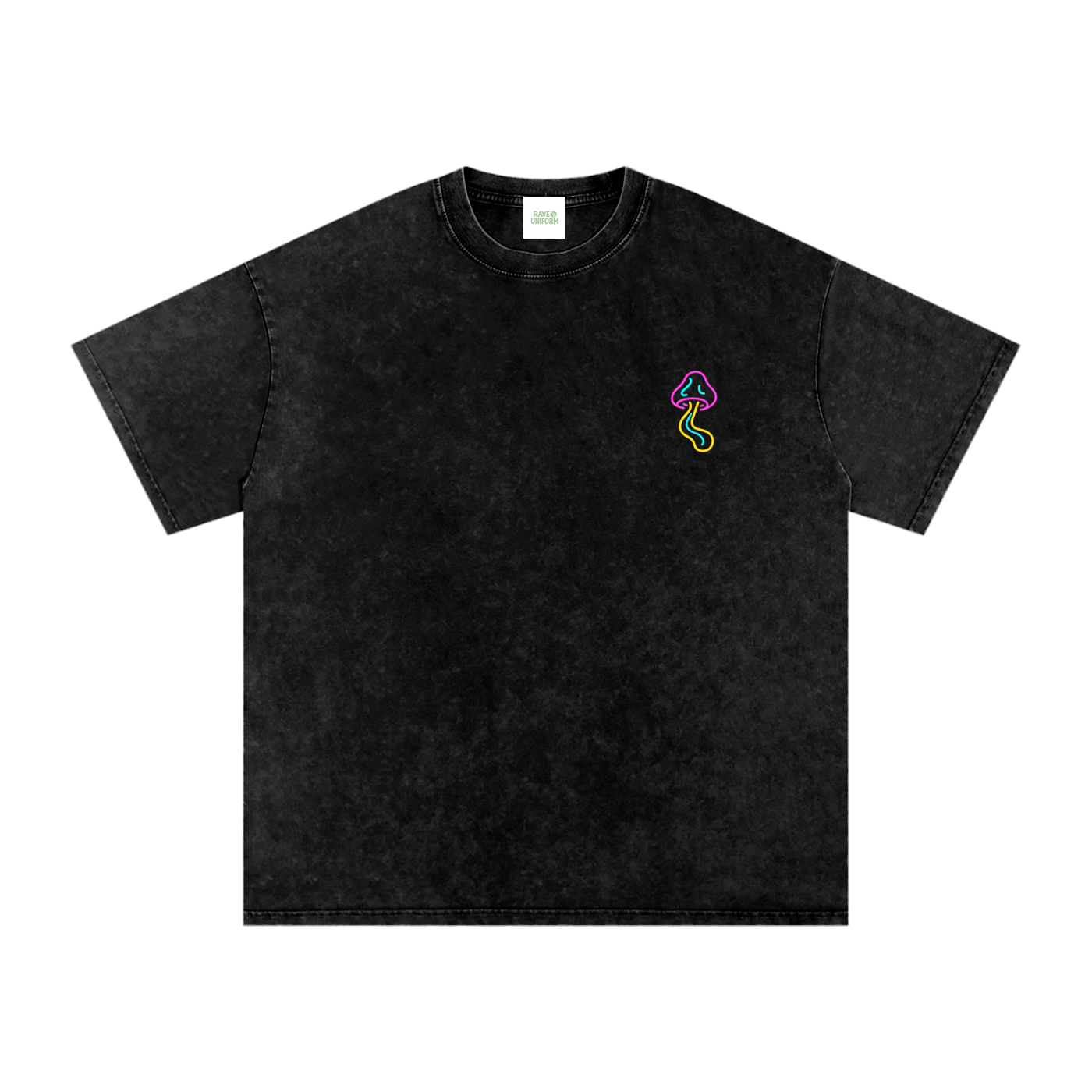 Glowing Mushroom Oversized Vintage T-Shirt in Black by Rave Uniform