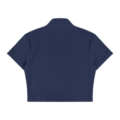 Vinyl Love Cropped Zip-Up T-Shirt - Rave Uniform Detail View