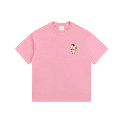 Labubu Oversized T-Shirt in Pink detail view by Rave Uniform