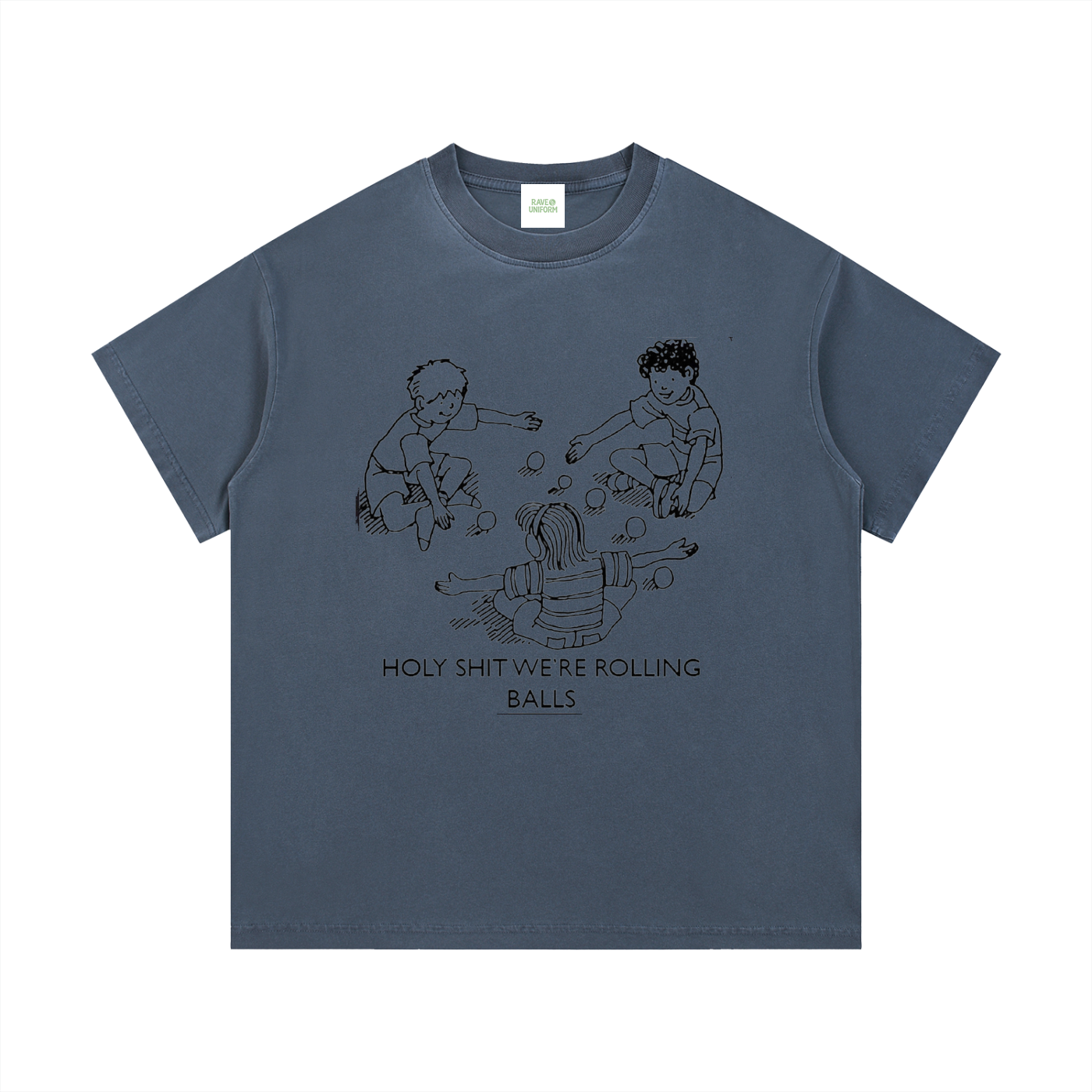 Rolling Balls T-Shirt in Gray Blue detail view by Rave Uniform