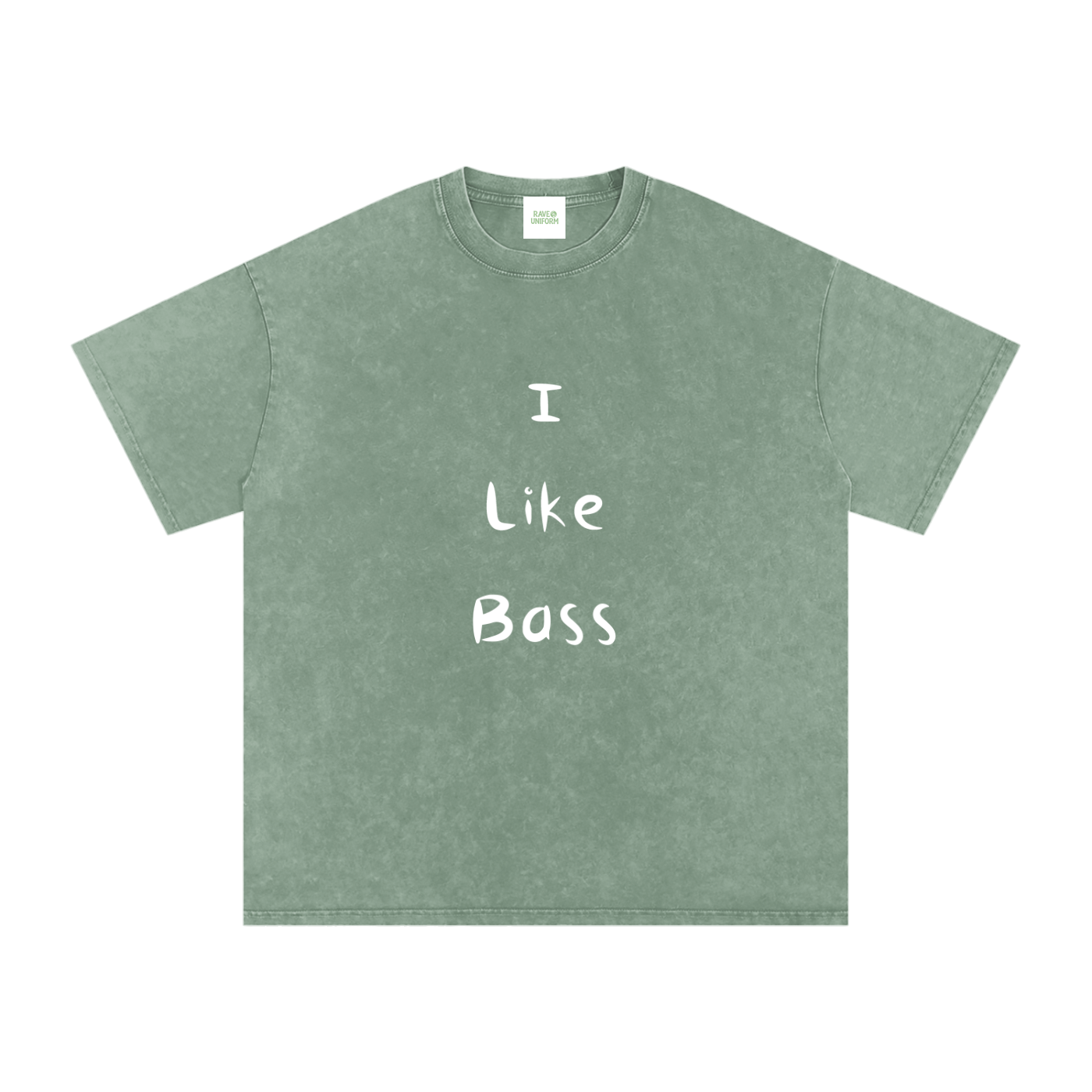I Like Bass Oversized Vintage T-Shirt in Bean Green by Rave Uniform