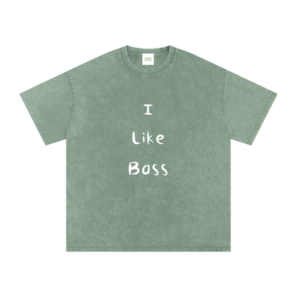 I Like Bass Oversized Vintage T-Shirt in Bean Green by Rave Uniform