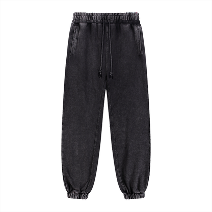 Snow Wash Heavyweight Jogged Sweatpants in Black by Rave Uniform