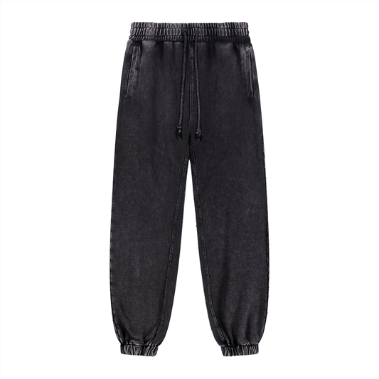 Snow Wash Heavyweight Jogged Sweatpants in Black by Rave Uniform