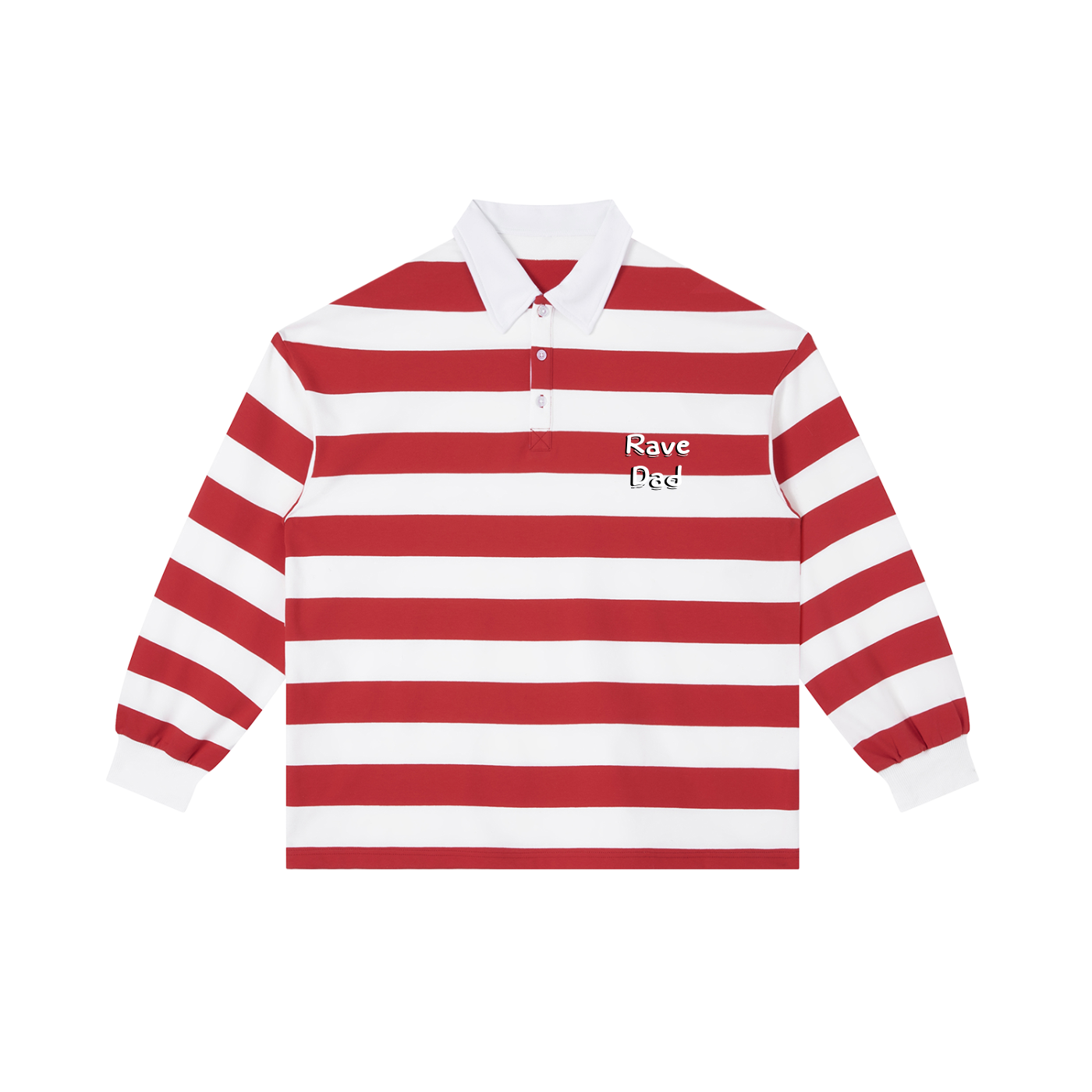 Rave Dad Stripe Polo Shirt in Red with White by Rave Uniform