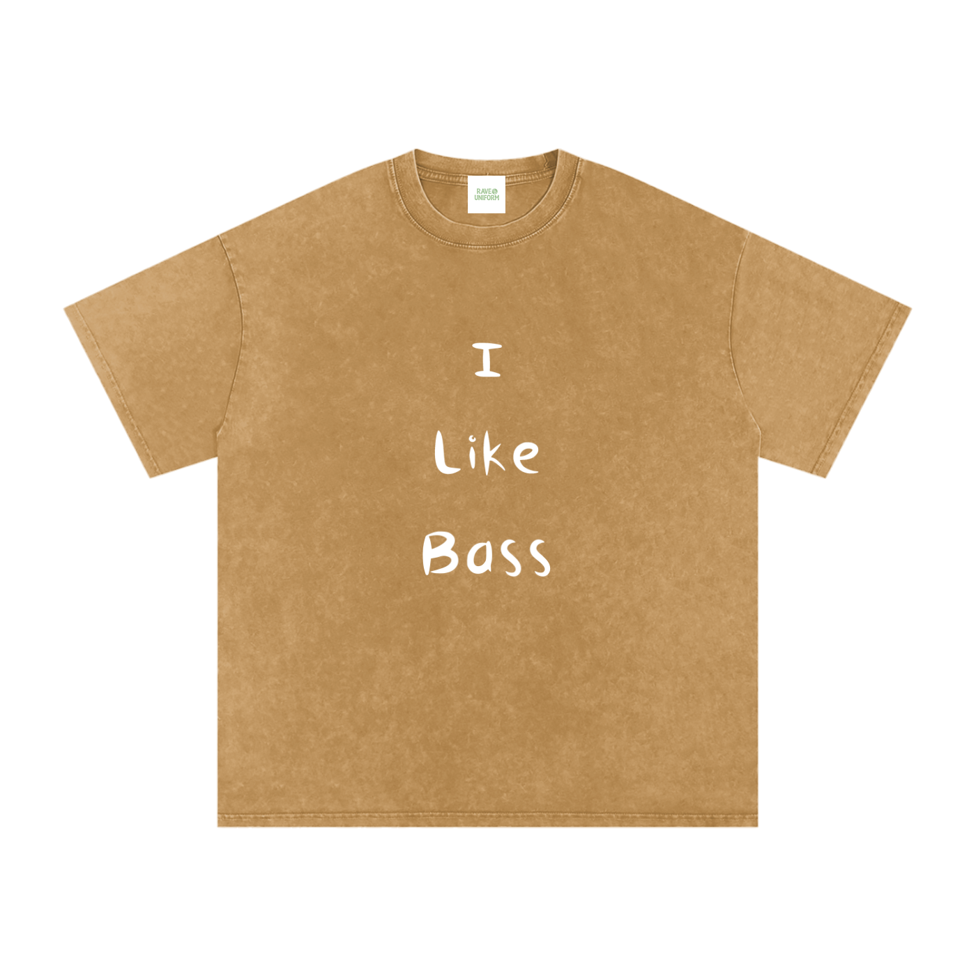 I Like Bass Oversized Vintage T-Shirt in Light Brown detail view by Rave Uniform