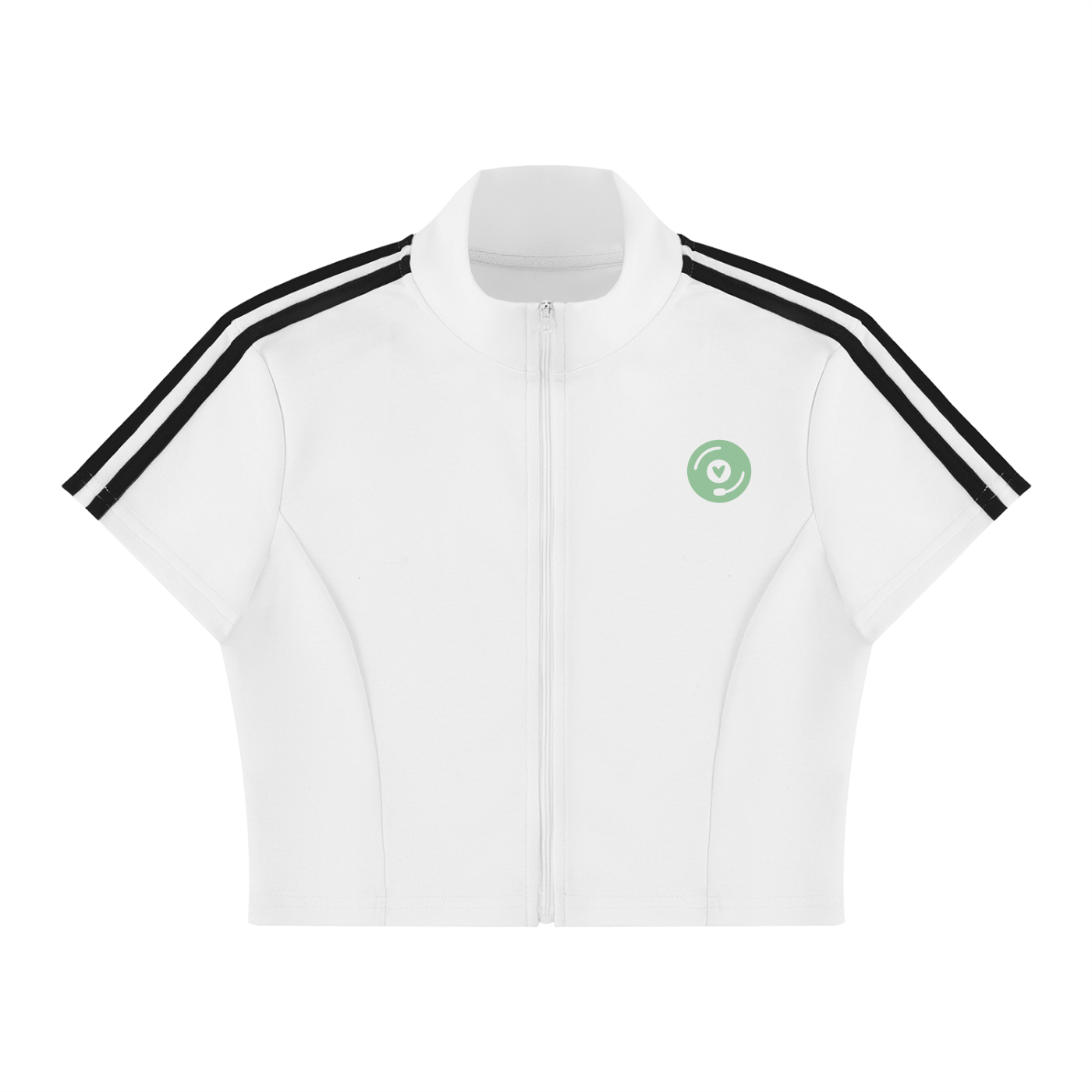 Vinyl Love Cropped Zip-Up T-Shirt - Rave Uniform Side View