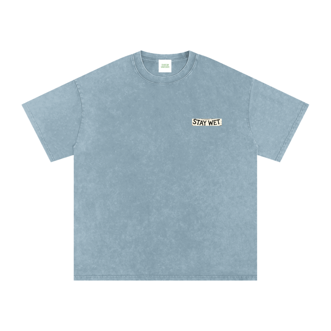 Stay Hydrate Oversized Vintage T-Shirt in Blue Jeans detail view by Rave Uniform