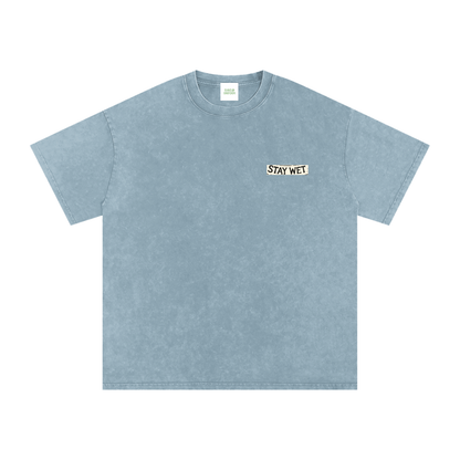 Stay Hydrate Oversized Vintage T-Shirt in Blue Jeans detail view by Rave Uniform