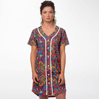 Molten Spring Baseball Jersey Dress, front, on model