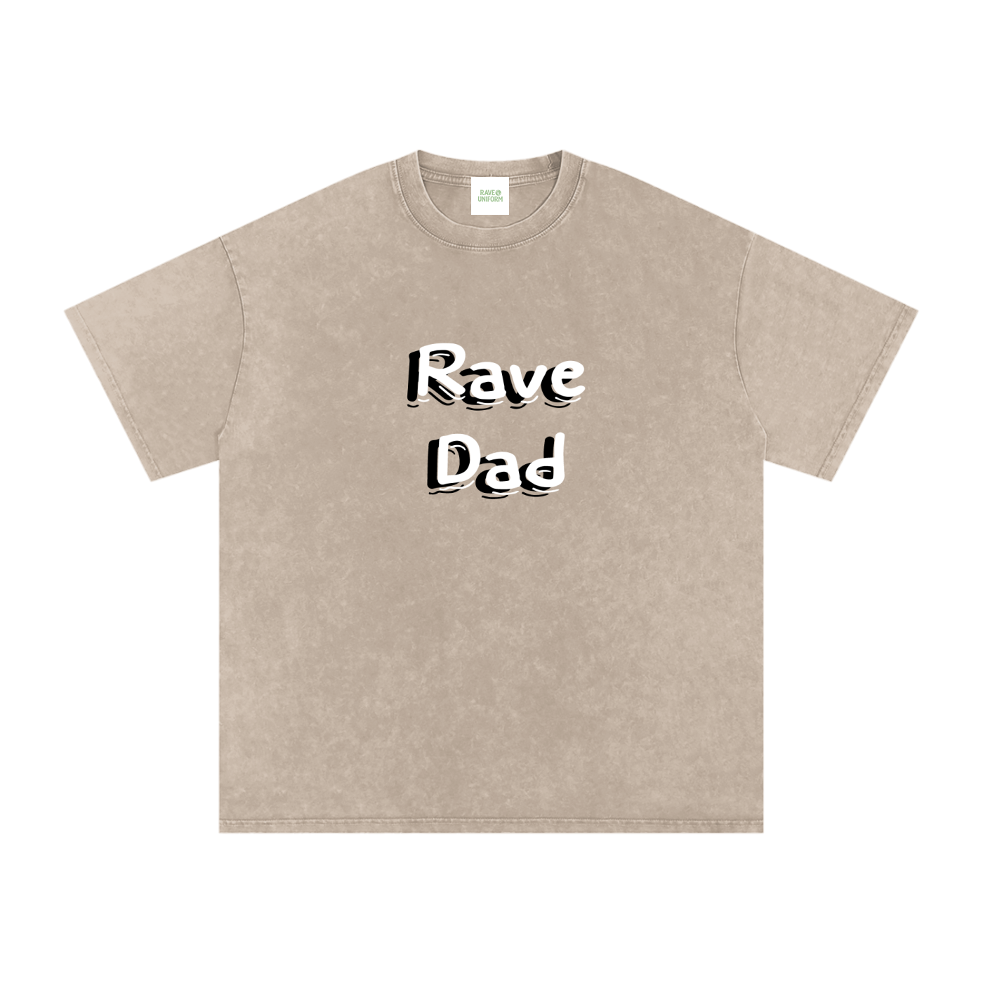 Rave Dad Oversized Vintage T-Shirt in Khaki Ash detail view by Rave Uniform