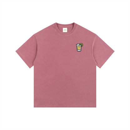 Techno & Tequila Oversized T-Shirt in Ancora Red detail view by Rave Uniform