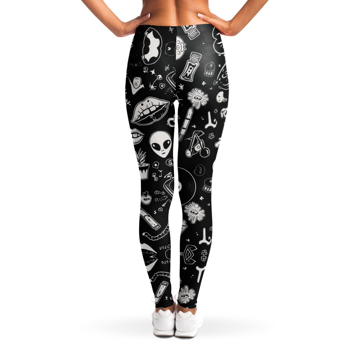 Stoner Doodles Leggings, back, on model