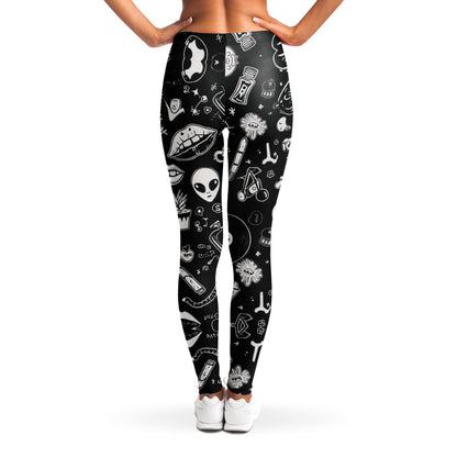 Stoner Doodles Leggings, back, on model