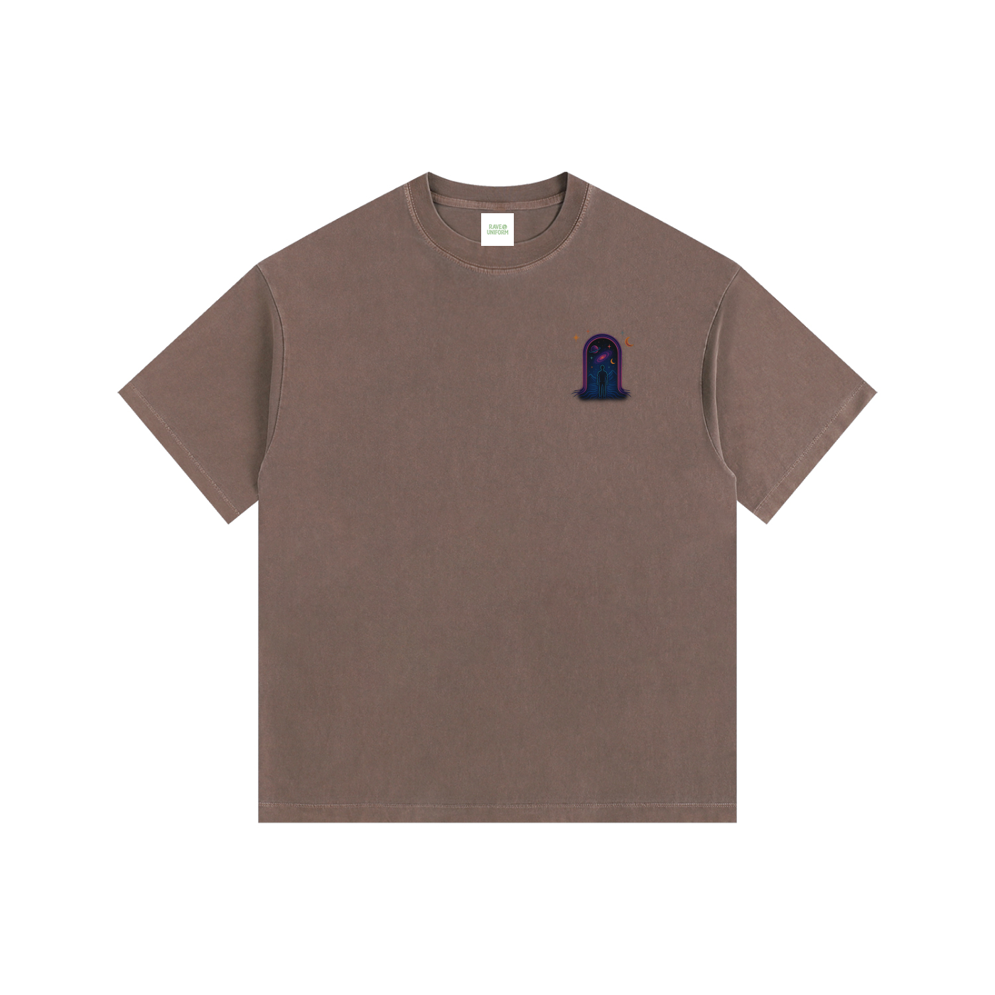 Interstellar Traveller Oversized T-Shirt in Coffee detail view by Rave Uniform
