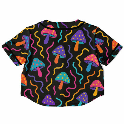 Mushroom Confetti Cropped Baseball Jersey, back, flat lay