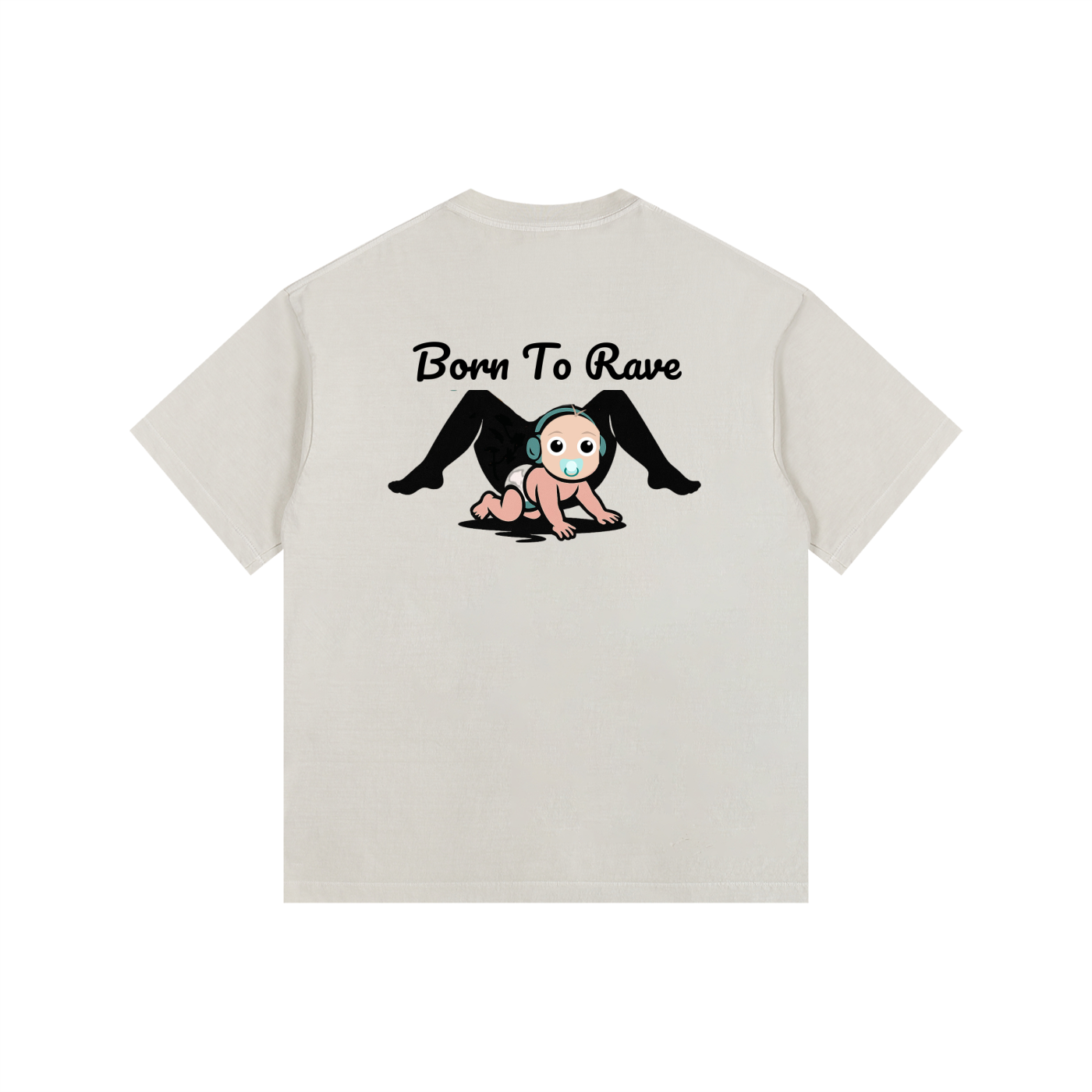 Born to Rave Oversized T-Shirt in Light Apricot alternate view by Rave Uniform