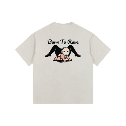 Born to Rave Oversized T-Shirt in Light Apricot alternate view by Rave Uniform