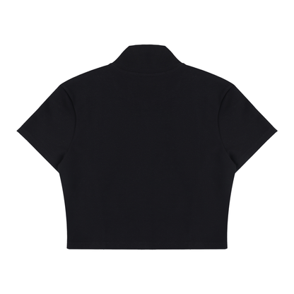 Vinyl Love Cropped Zip-Up T-Shirt - Rave Uniform Back View