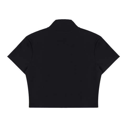 Vinyl Love Cropped Zip-Up T-Shirt - Rave Uniform Back View