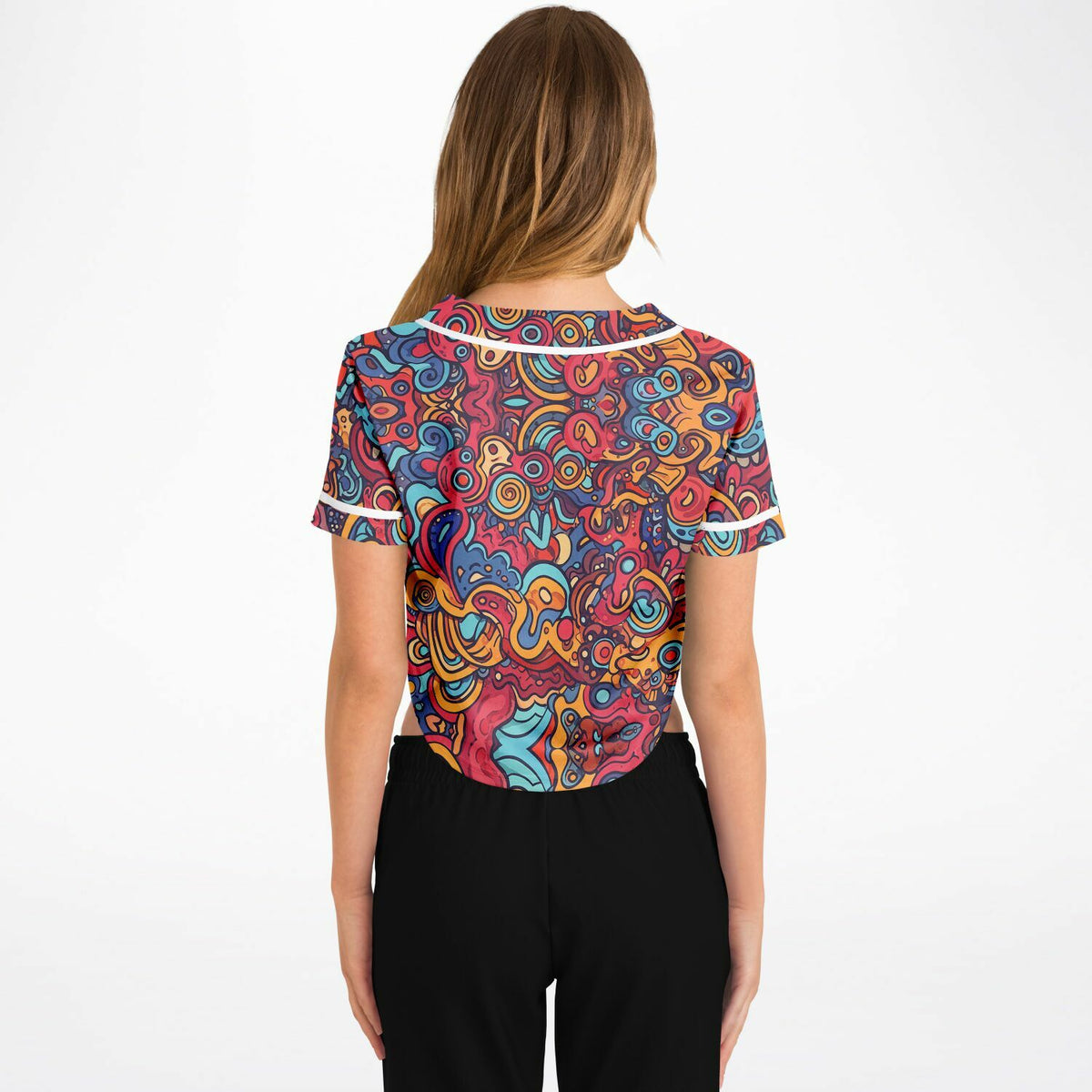 Molten Spring Cropped Baseball Jersey, back, on model