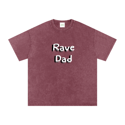 Rave Dad Oversized Vintage T-Shirt in Red detail view by Rave Uniform