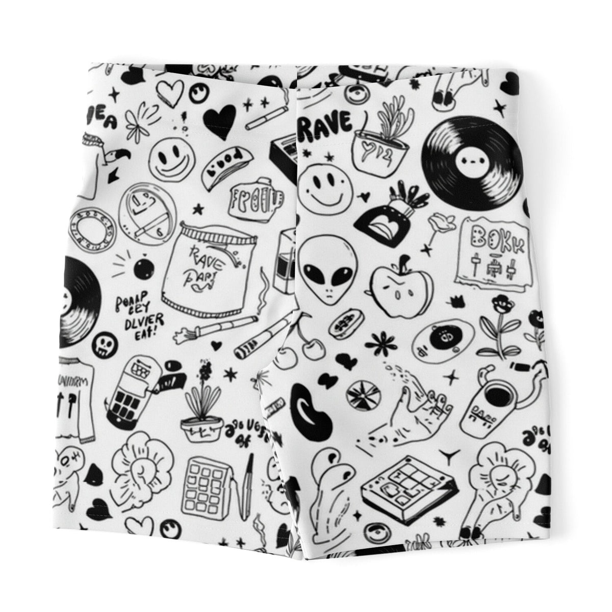 Stoner Doodles Inverted Legging Shorts, front, flat lay