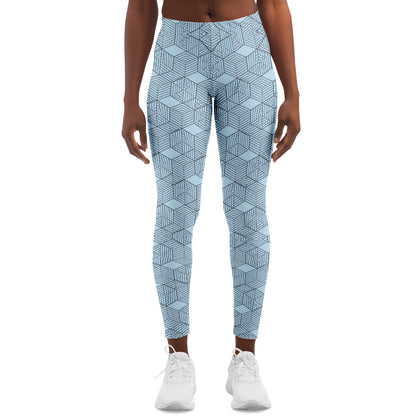 Geometric Cubes Leggings, front, on model